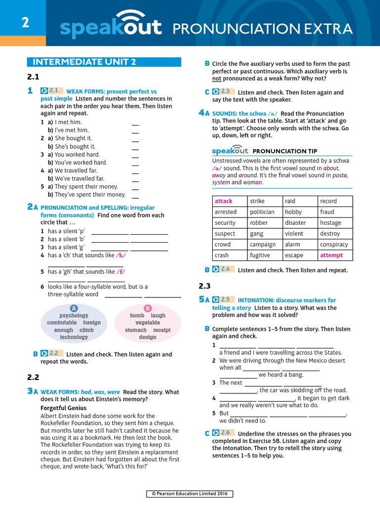Speakout Pronunciation Extra Intermediate Unit 2 | PDF | Phonology ...