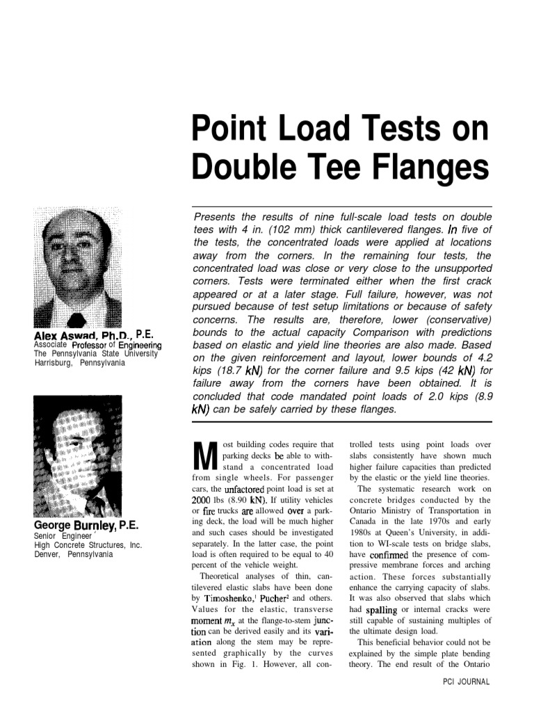 Point Load Tests on Double Tee Flanges | PDF | Strength Of Materials ...