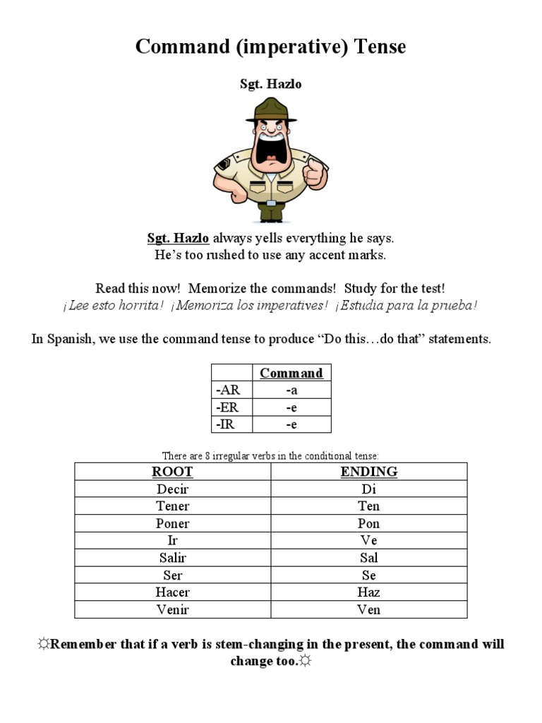 Command (Imperative) Tense Sgt. Hazlo PDF