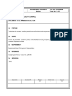 Department: M.R. & Quality Control Document Title: Preventive Action