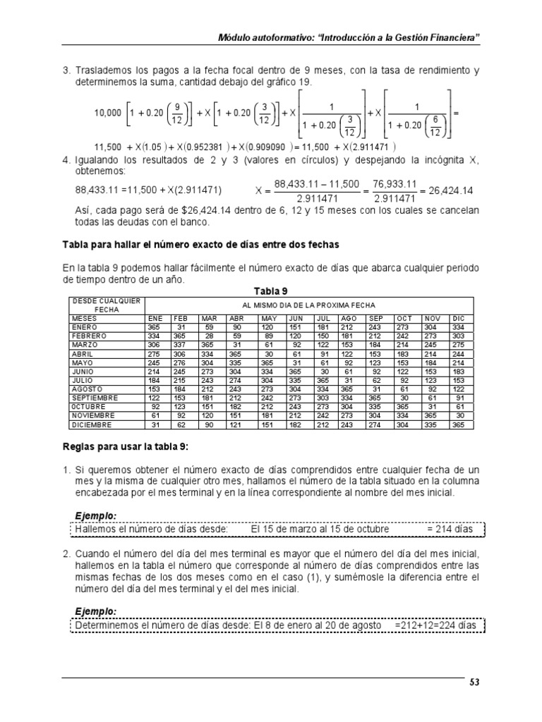 Tabla Para Hallar El N mero Exacto De D as Entre Dos Fechas PDF