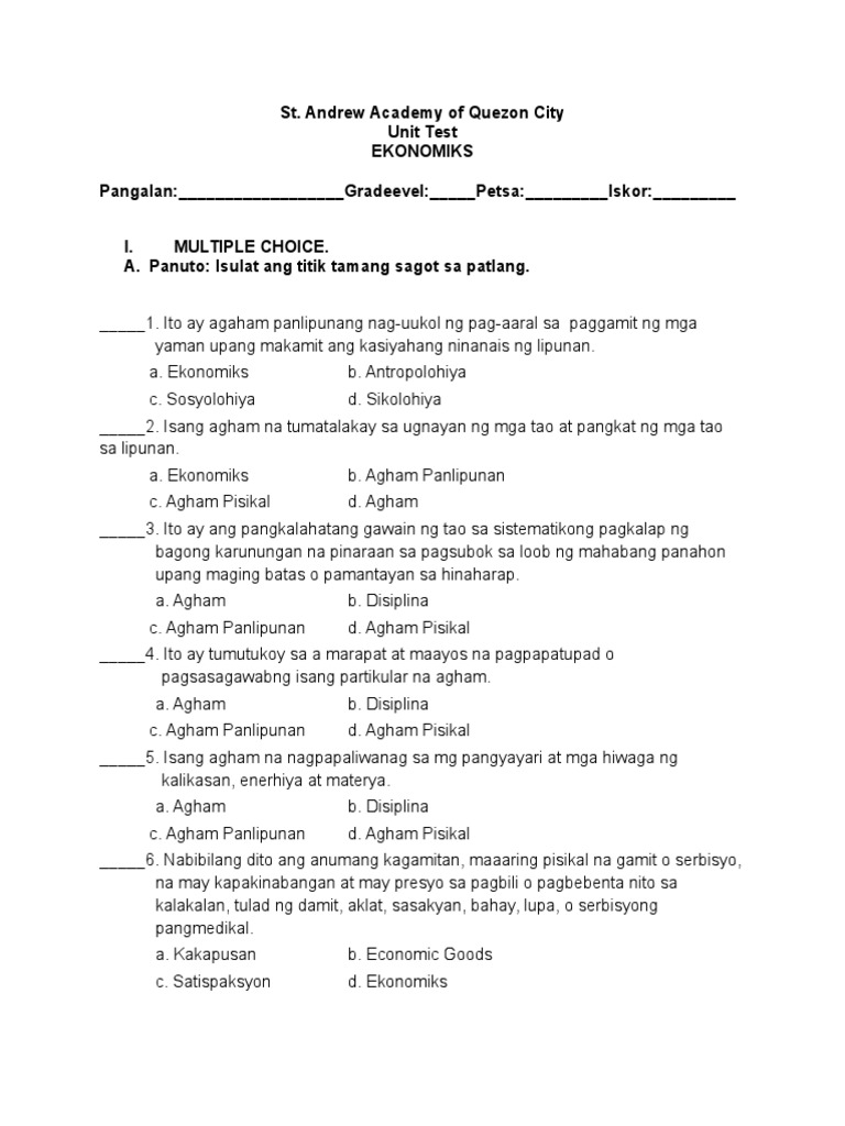 Unit Test G10 V2 0 Pdf