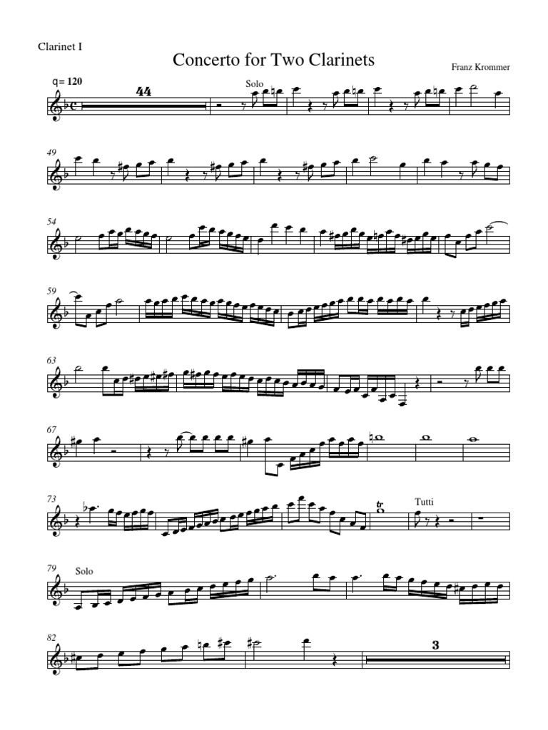 Krommer's Concerto for Two Clarinets | PDF