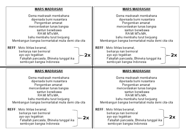 Lirik Lagu Mars Madrasah