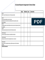 International Cuisine Research Assignment Criteria Sheet