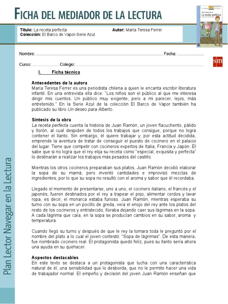 La Receta Perfecta - Ficha Del Mediador | PDF | Lectura (proceso) | Receta