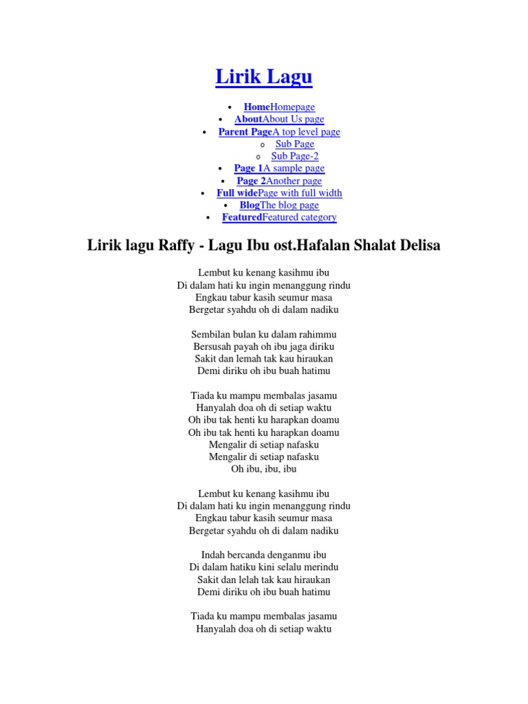 Lirik Lagu Ibu - Raffy | PDF | Seni & Disiplin Bahasa