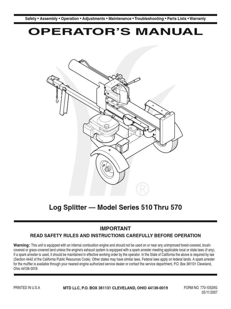 Mtd yard machine 25 sale ton log splitter