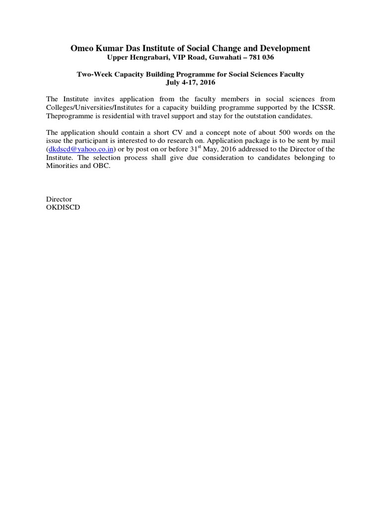 Capacity Building for Social Sciences Faculty | PDF
