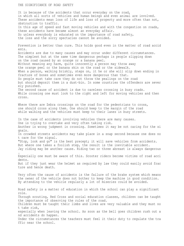 The Significance Of Road Safety Traffic Collision Road Traffic Safety