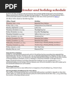 US Firm Calendar and Holiday Schedule FY16