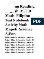 Writing Reading English M.T.B Math Filipino: Test Notebook Activity Math