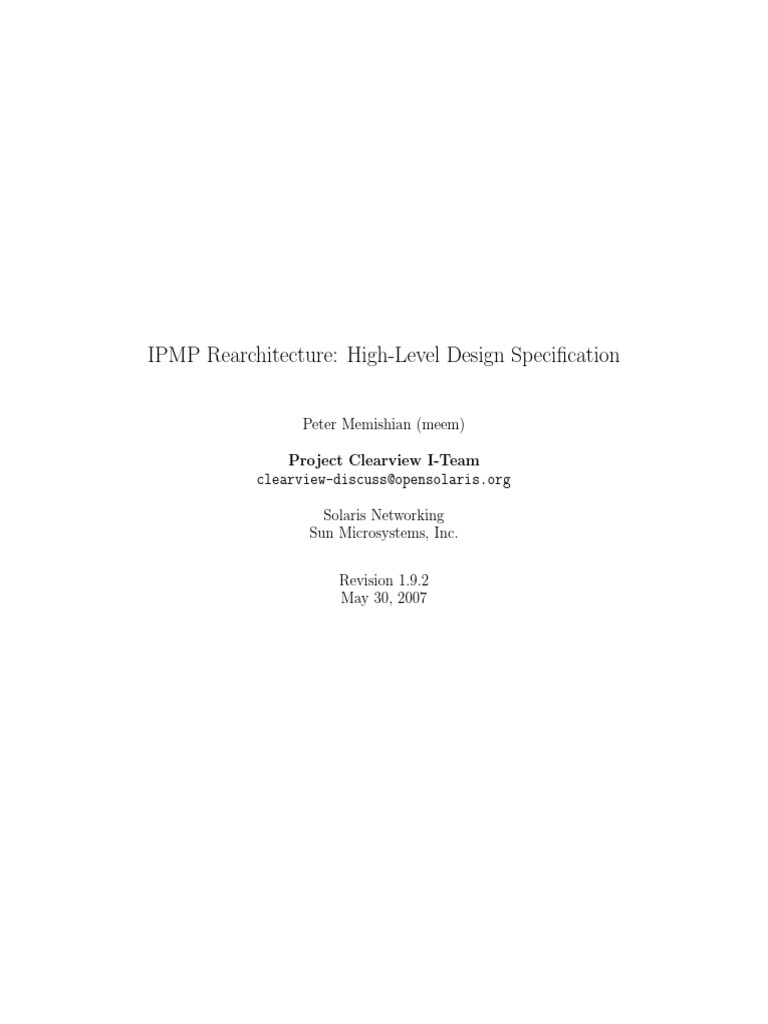 Ipmp Highlevel Design | PDF | Ip Address | Internet Protocols