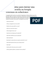 18 Preguntas para Iniciar Una Segunda Sesión en Terapia Centrada en Soluciones