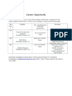Career Opportunity: Job Cod e Position
