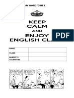 English Holiday Work Form 3: Name Class Parent'S Signature