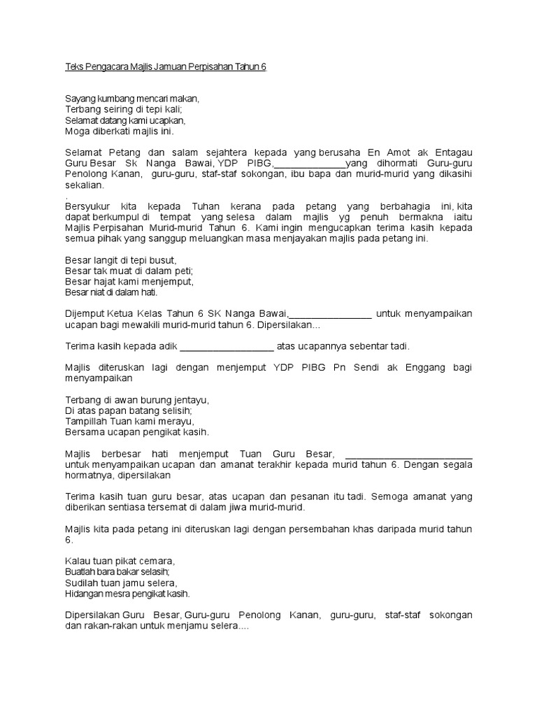 Teks Ucapan Majlis Perpisahan | PDF