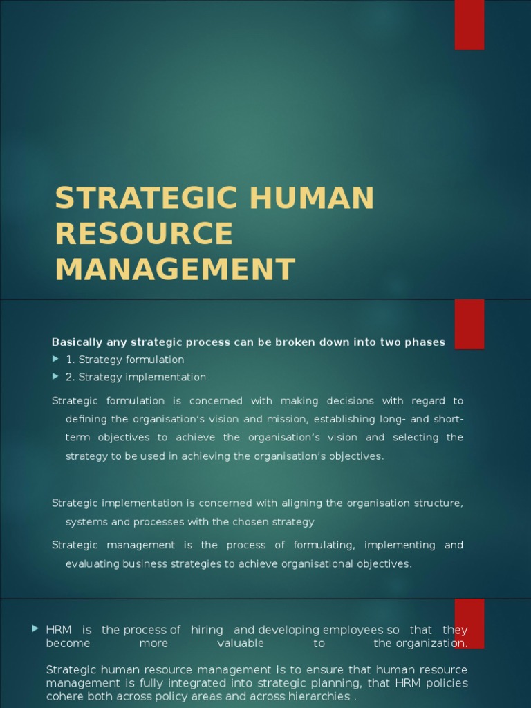 SHRM 10 Strategic Management Human Resource Management