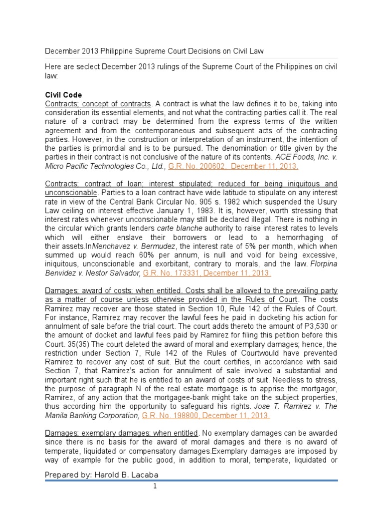 December 2013 Philippine Supreme Court Decisions on Civil Negligence