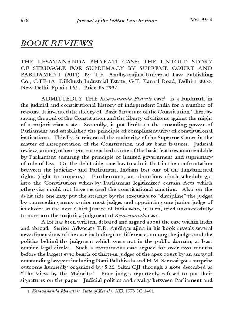 The Kesavananda Bharati Case PDF Supreme Court Of India Judiciaries