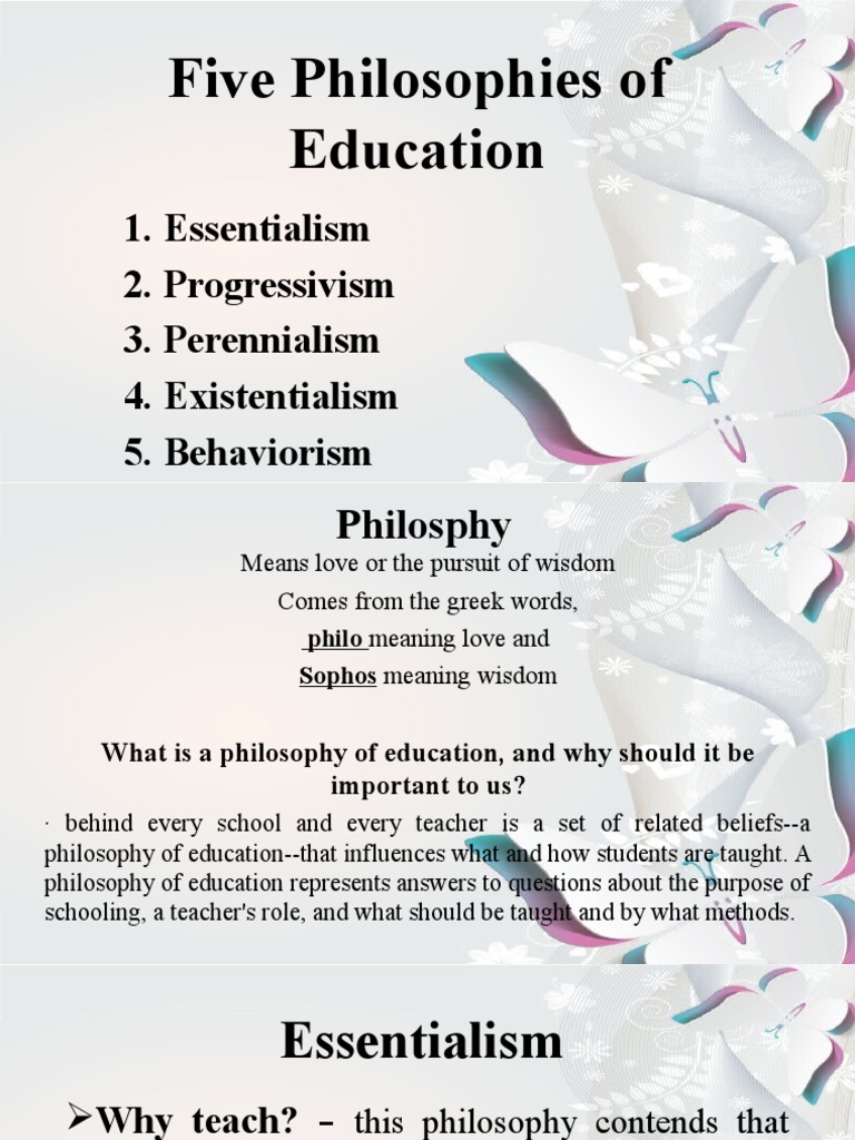 Five Educational Philosophies Explained | PDF | Philosophy Of Education ...