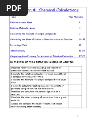 Chemical Calculations Workbook New Chemical Elements Chemical