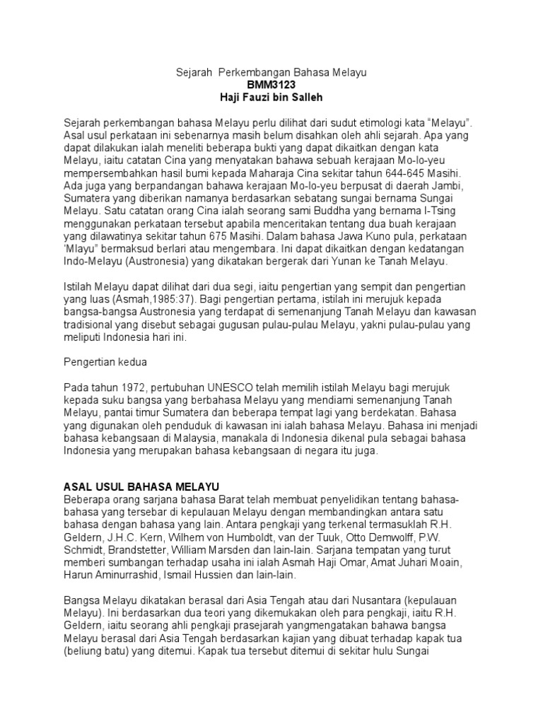 Sejarah Perkembangan Bahasa Melayu-1