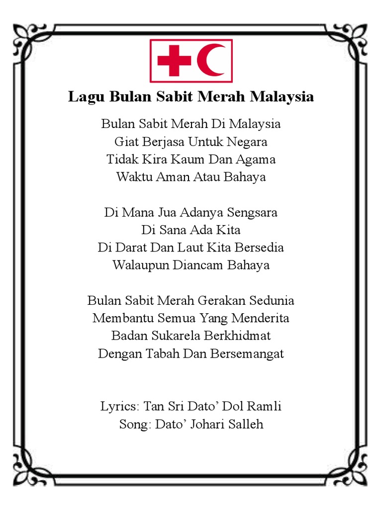 Lagu Persatuan Bulan Sabit Merah Malaysia Pdf