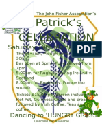 St. Patrick's Celebration: Saturday 19th March 2015