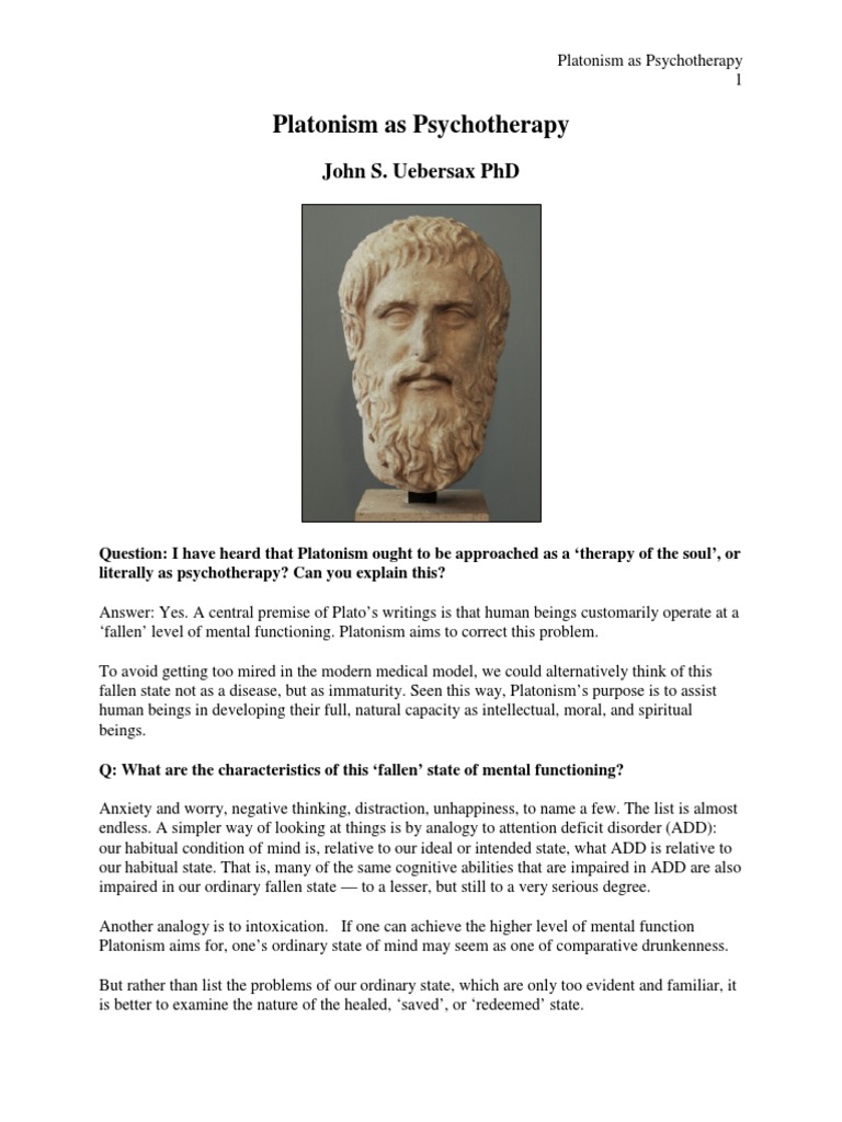 Platonism As Psychotherapy Pdf Pdf Self Improvement