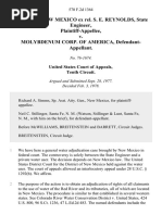 State of New Mexico Ex Rel. S. E. Reynolds, State Engineer v. Molybdenum Corp. of America, 570 F.2d 1364, 10th Cir. (1978)