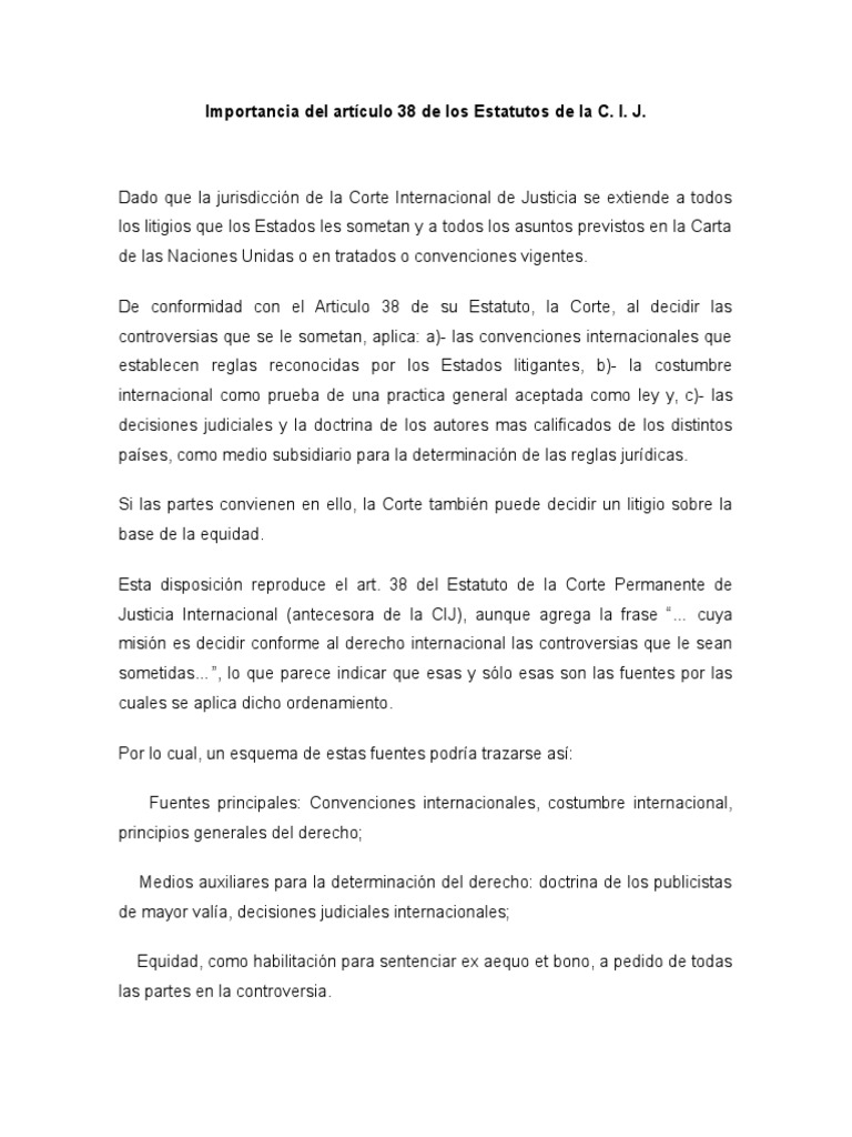Article 38 Du Statut De La Cij