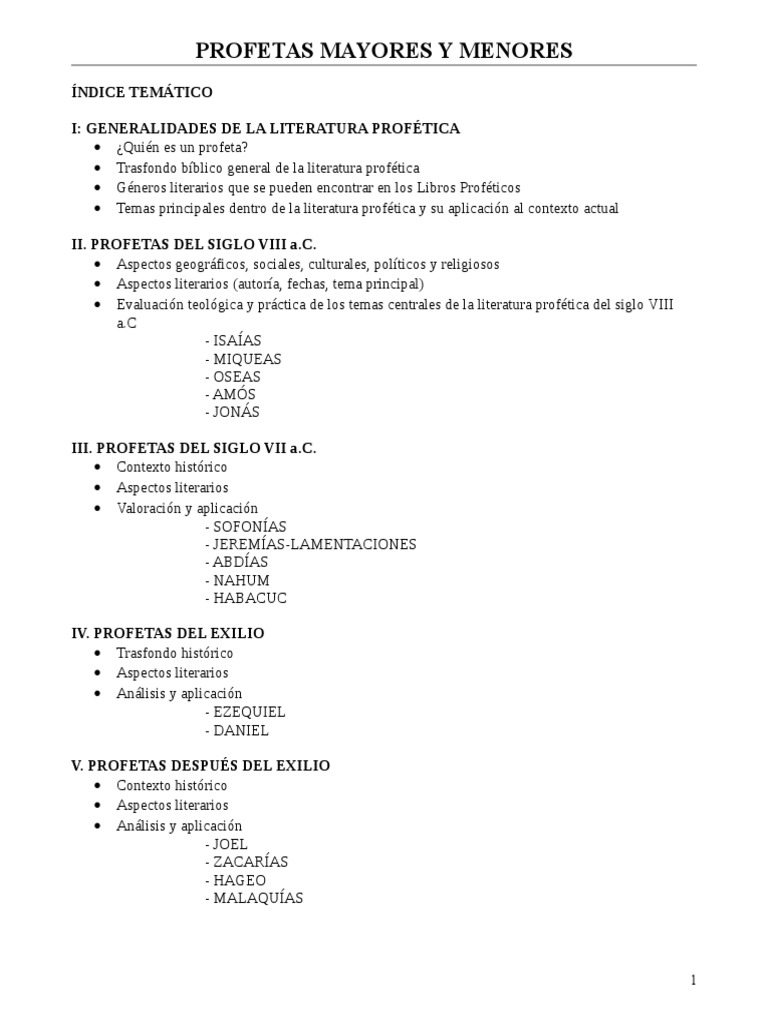 Profetas Mayores y Menores en la Biblia | PDF | Doce profetas menores ...