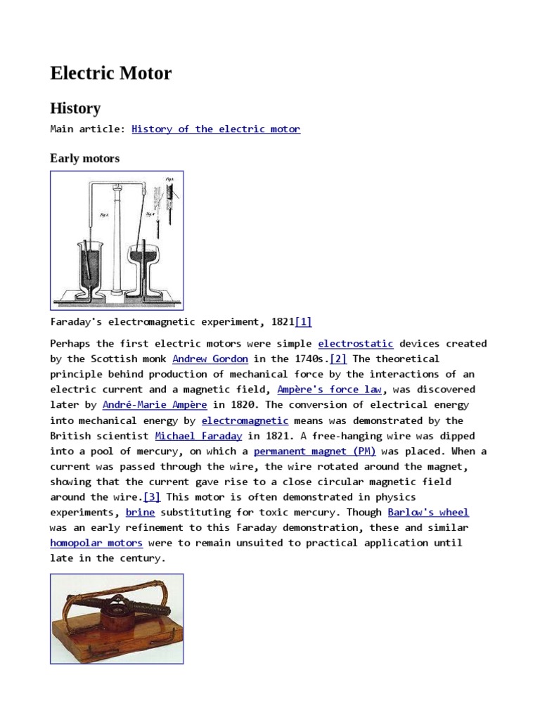 Electric Motor History PDF Electric Motor Engines