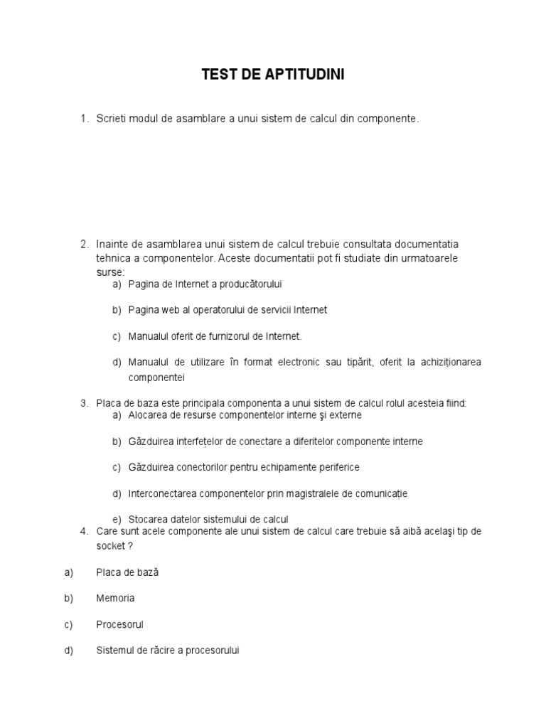 Test de Aptitudini IT | PDF