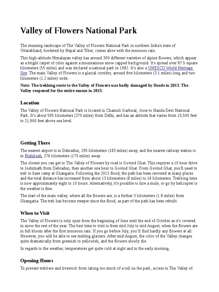 Valley of Flowers PDF Nature