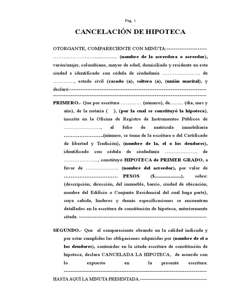 Cancelacion de Hipoteca | PDF