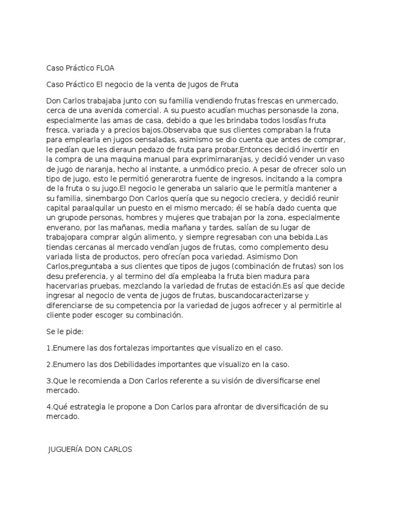 Caso Práctico FLOA | PDF | Análisis FODA | Mercado (economía)