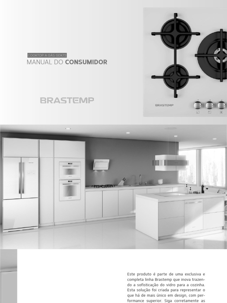 Cooktop Brastemp Vitreous GDK73_Manual Gás Natural Eletricidade