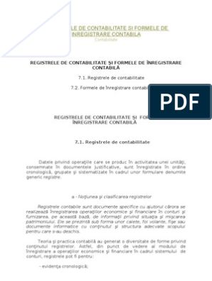 Registrele Si Formele de Inregistrare Contabila | PDF