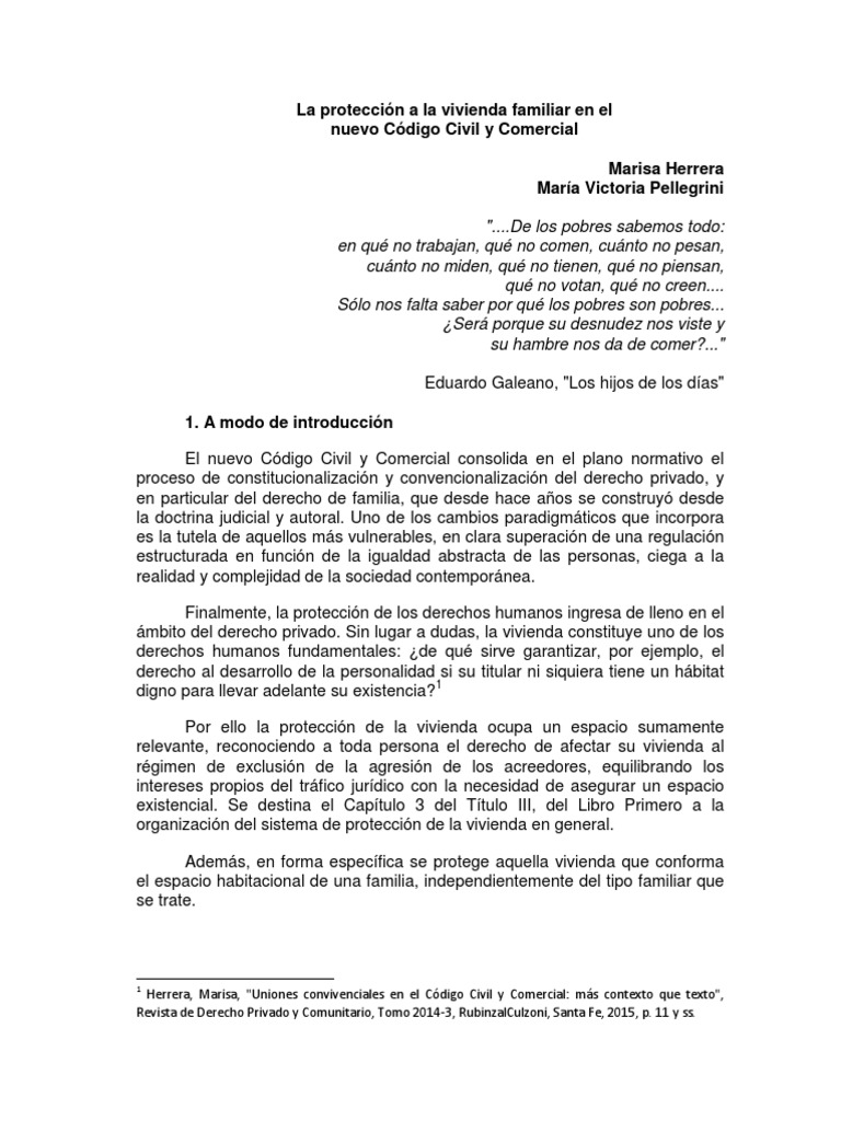 Protección de la vivienda familiar en el nuevo Código Civil | PDF ...