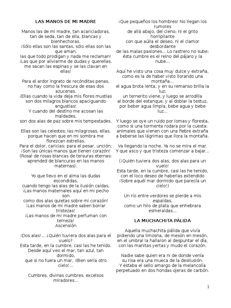 Las Manos de Mi Madre: Poema de Espino | PDF | Naturaleza