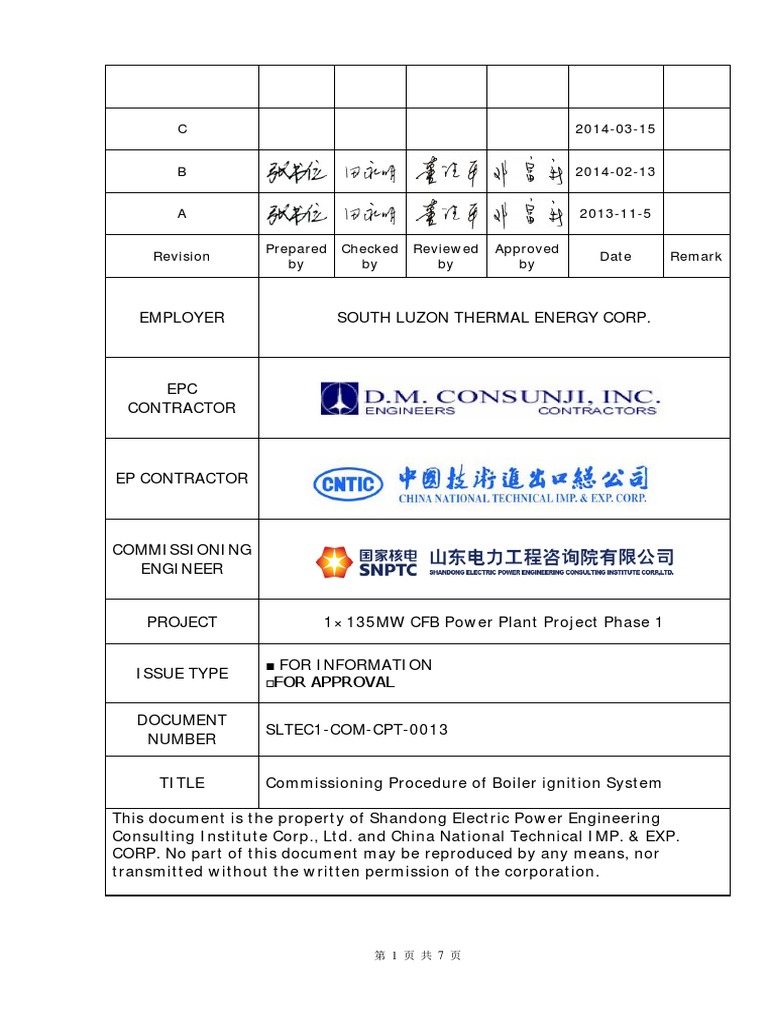 CPT0013 Commissioning Procedure of Boiler Ignition System PDF