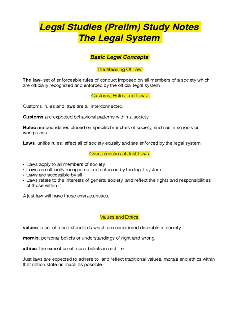 Legal Studies: Key Concepts Explained | PDF | Burden Of Proof (Law ...