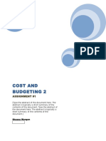 Cost and Budgeting 2: Assignment #1