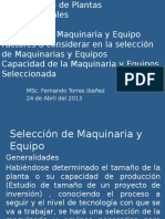 Sexta Sesion Diseño de Plantas Seleccion de Maquinaria y Equipo UNMSM 2013