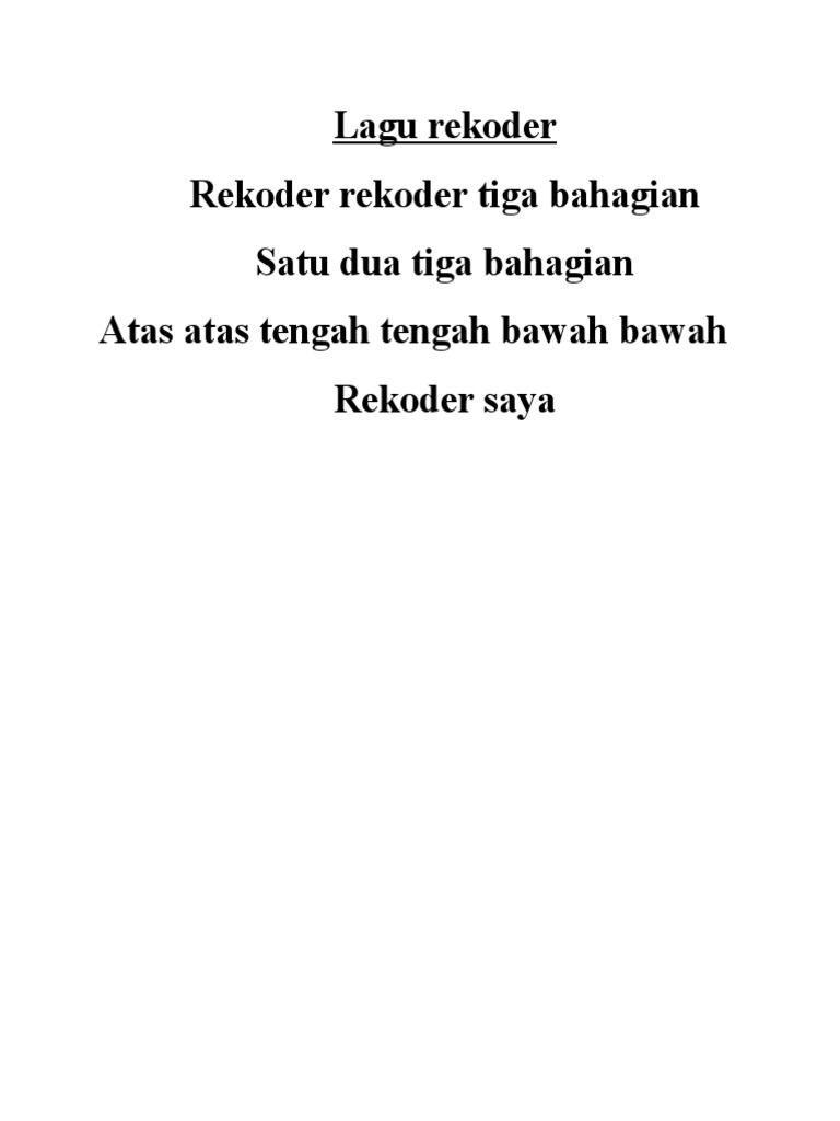 Lirik Lagu Rekoder | PDF