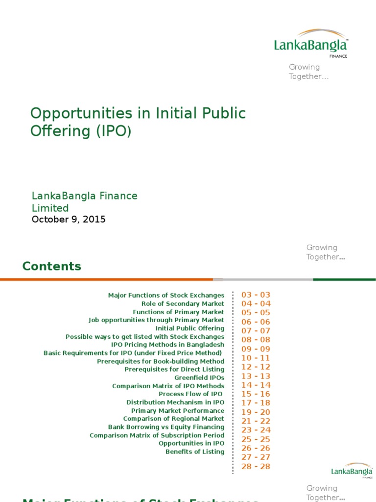 IPO Opportunities in Bangladesh Finance | PDF | Initial Public Offering ...