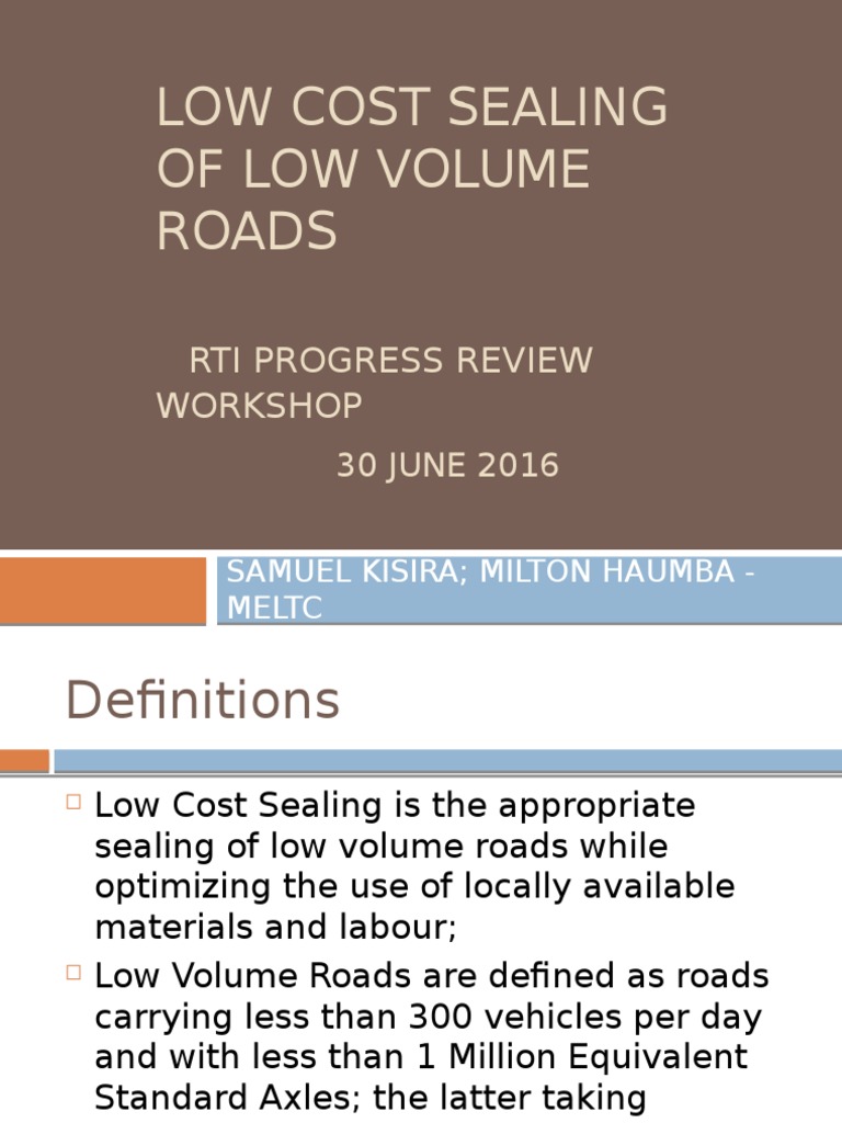Low Cost Sealing for Low Volume Roads | PDF | Road | Road Surface