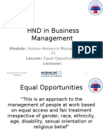 HND in Business Management: Module: Human Resource Management - Unit Lesson: Equal Opportunities Lecturer